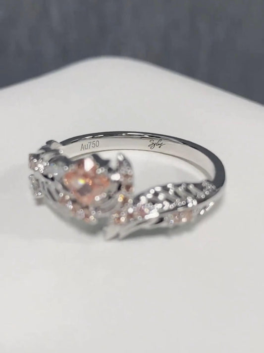 "No Way Out" Feather Rings | Love & Deepspace Inspired | 925 Silver, Red Tourmaline & White Moissanite